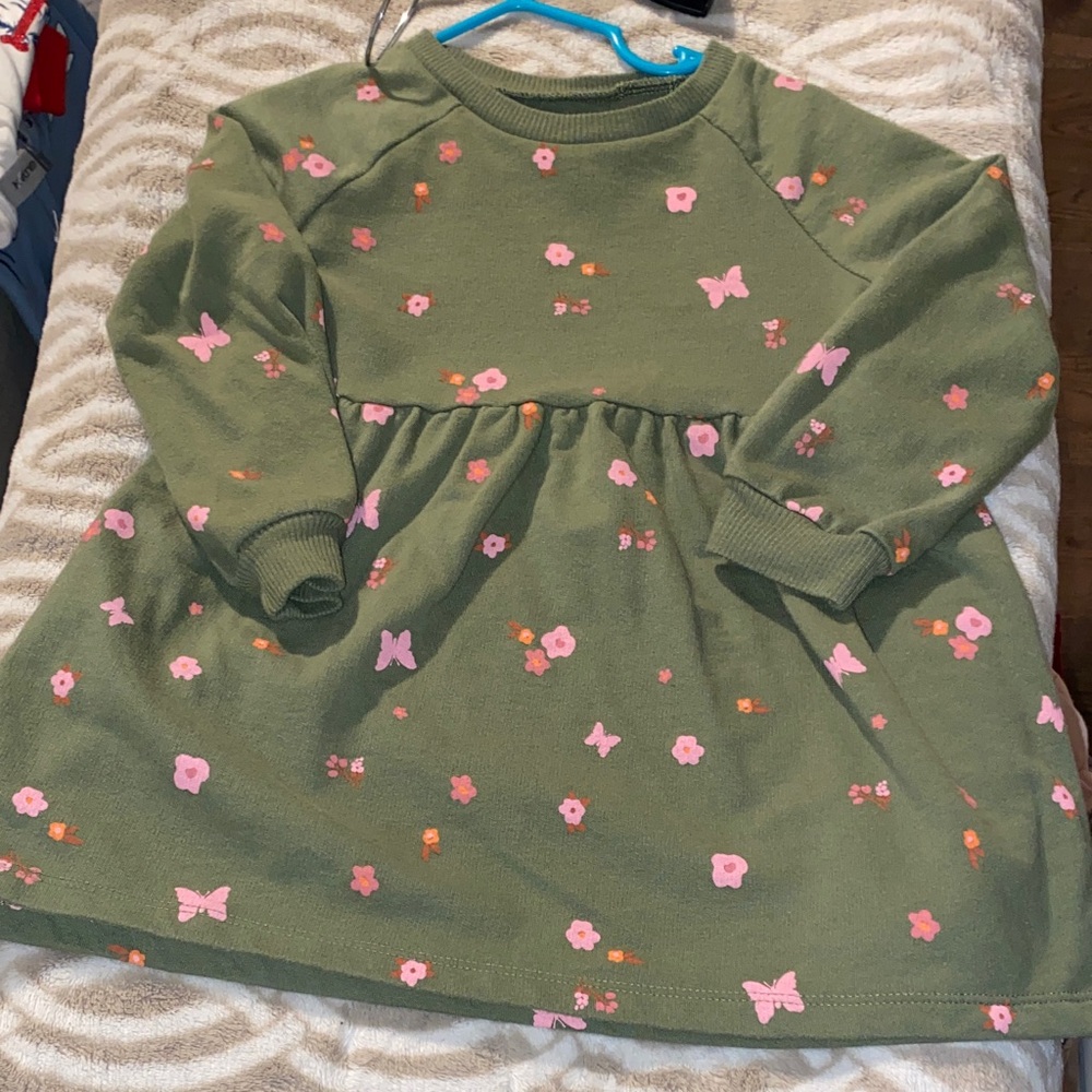 Okie Dokie Green Dress with Pink and Orange Accents